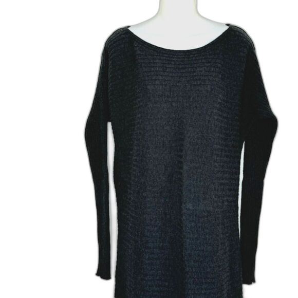 ATHLETA GRAY RIB KNIT EXTRA FINE MERINO WOOL BODYCON MIDI DRESS SIZE SMALL - Picture 3 of 9